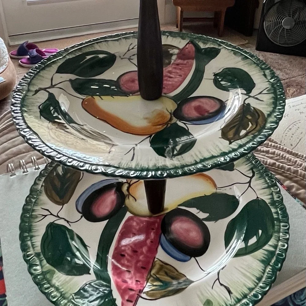 ANTIQUE CERAMIC 2 PIECE HANDMADE SERVING DISH FROM THE 1970’S - Picture 13 of 13